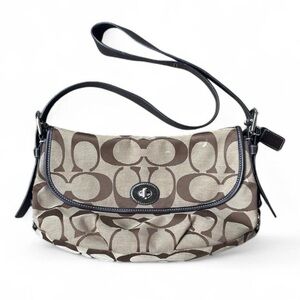 COACH 2000s SIGNATURE SHOULDER BAG BROWN/TAN